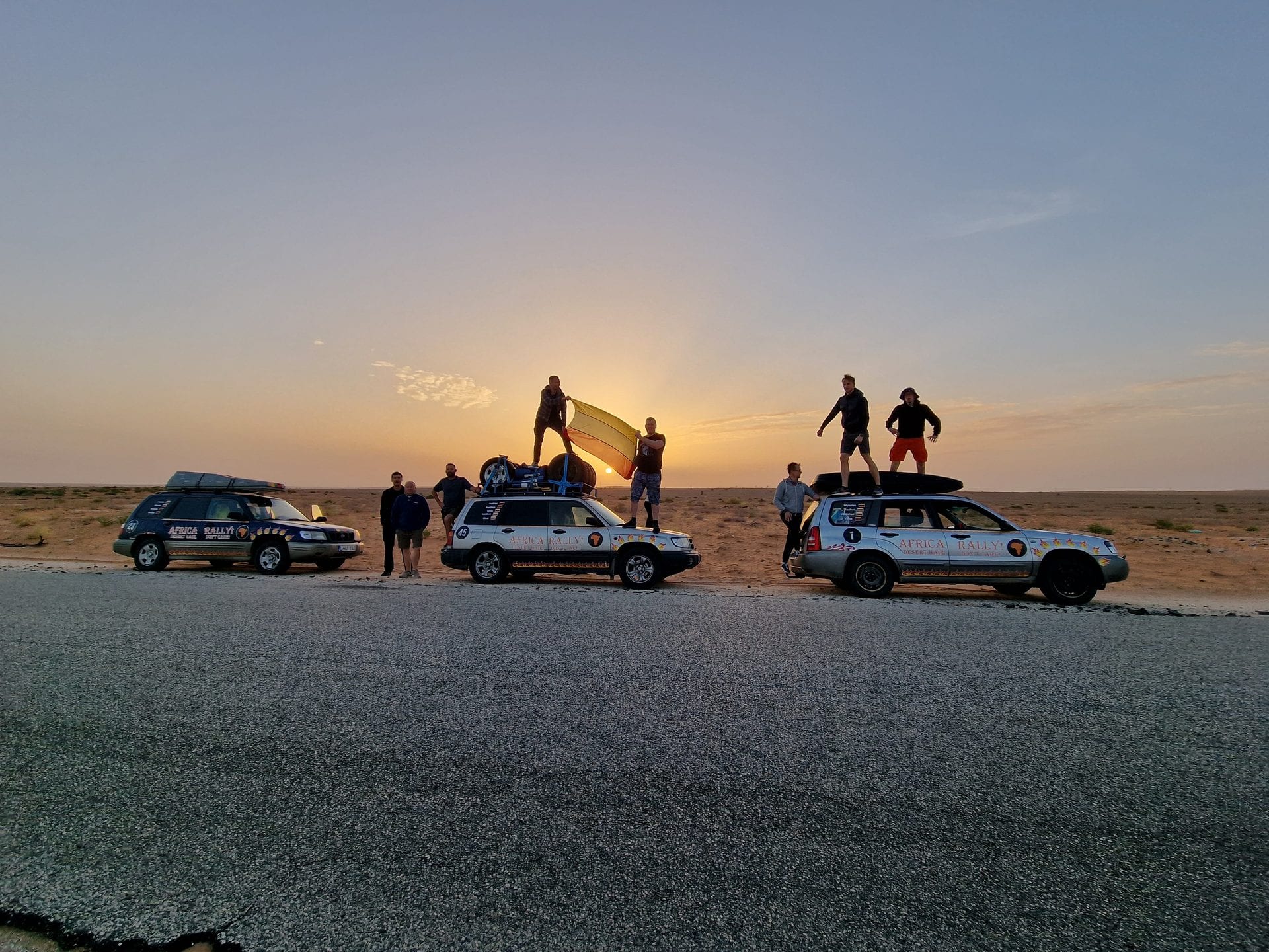 Desert driving during the Africa Rally